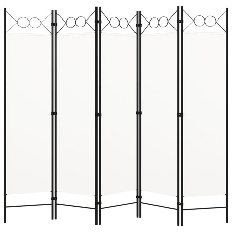 vidaXL Biombo divisor de 5 paneles blanco crema 200x180 cm