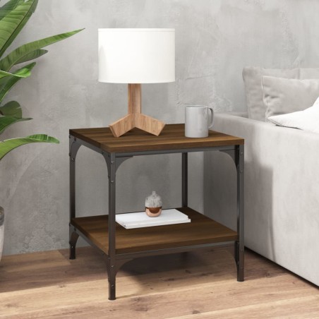 vidaXL Mesa de centro madera contrachapada roble marrón 50x50x40 cm