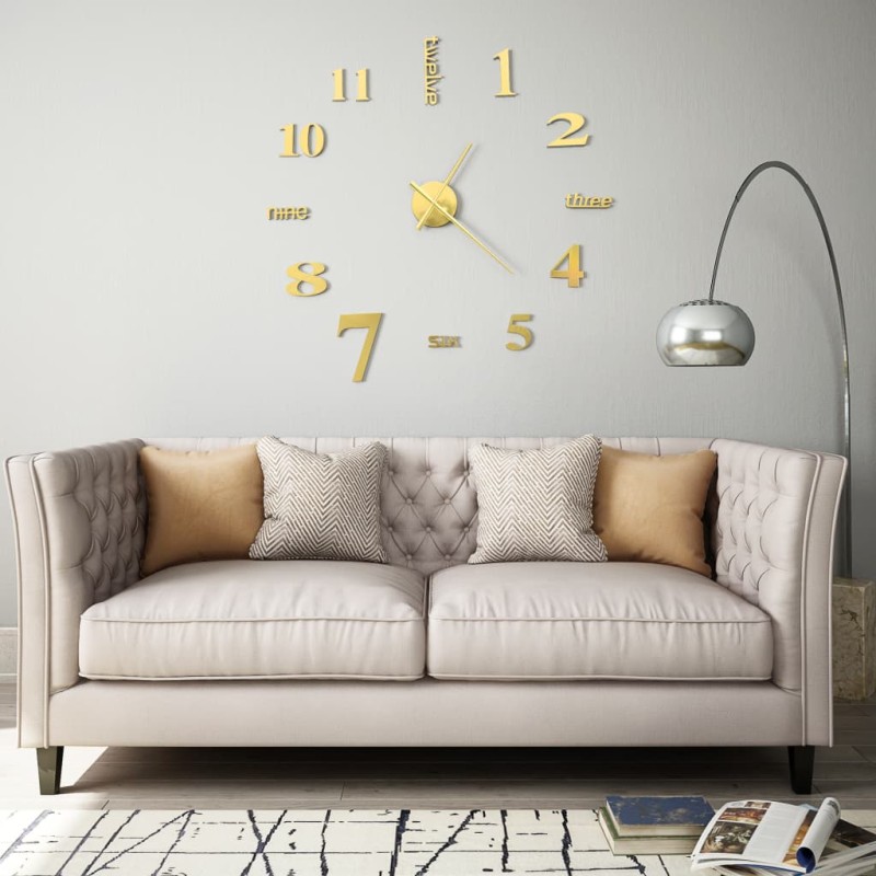 vidaXL Reloj 3D de pared con diseño moderno 100 cm XXL dorado vidaXL Reloj 3D de pared con diseño moderno 100 cm XXL dorado