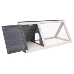 vidaXL Conejera jaula de animales de madera gris