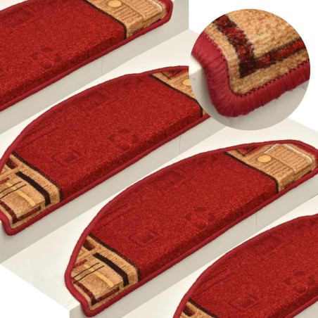vidaXL Alfombrilla autoadhesiva de escalera 15 uds roja 65x21x4 cm