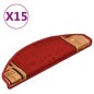 vidaXL Alfombrilla autoadhesiva de escalera 15 uds roja 65x21x4 cm vidaXL Alfombrilla autoadhesiva de escalera 15 uds roja 65x21x4 cm