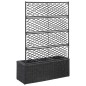 vidaXL Enrejado y arriate 3 macetas ratán sintético negro 83x30x130 cm vidaXL Enrejado y arriate 3 macetas ratán sintético negro 83x30x130 cm