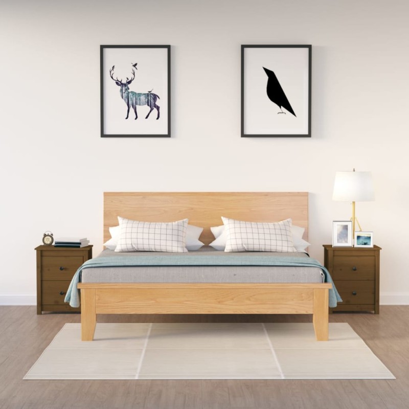 vidaXL Mesitas de noche 2 uds madera de pino marrón miel 50x35x61,5 cm vidaXL Mesitas de noche 2 uds madera de pino marrón miel 50x35x61,5 cm