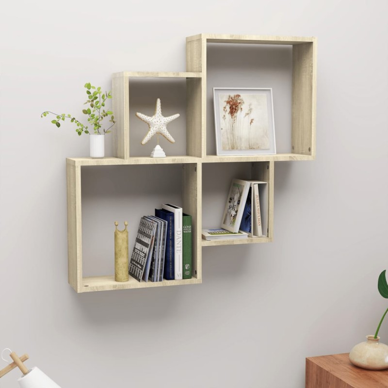 vidaXL Estante cubo de pared contrachapado roble Sonoma 80x15x78,5 cm vidaXL Estante cubo de pared contrachapado roble Sonoma 80x15x78,5 cm