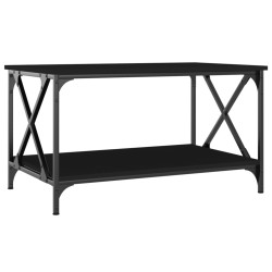 vidaXL Mesa de centro madera contrachapada y hierro negro 80x50x45 cm