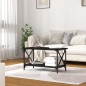 vidaXL Mesa de centro madera contrachapada y hierro negro 80x45x45 cm vidaXL Mesa de centro madera contrachapada y hierro negro 80x45x45 cm
