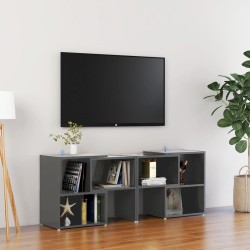 vidaXL Mueble de TV madera contrachapada gris brillante 104x30x52 cm