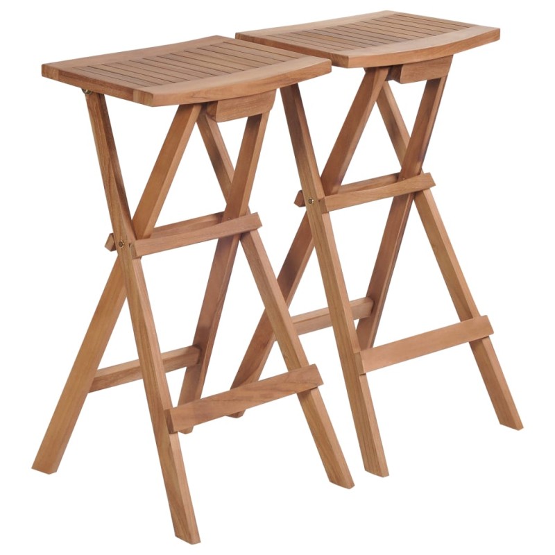 vidaXL Taburetes plegables de cocina 2 unidades madera de teca maciza vidaXL Taburetes plegables de cocina 2 unidades madera de teca maciza
