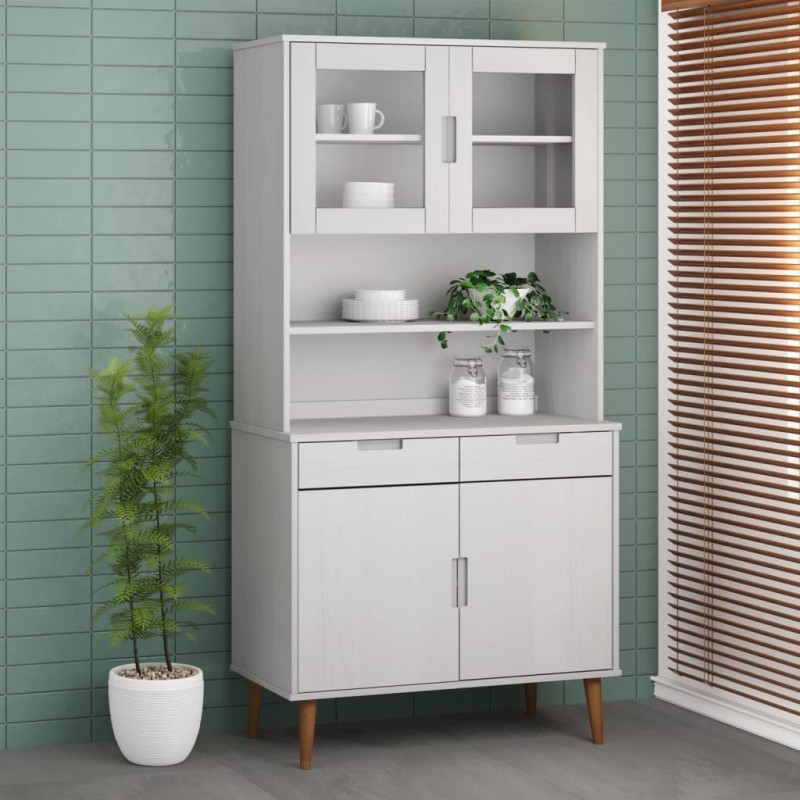 vidaXL Aparador superior MOLDE madera maciza pino blanco 90x35x100 cm vidaXL Aparador superior MOLDE madera maciza pino blanco 90x35x100 cm