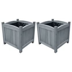 vidaXL Arriates de jardín 2 uds madera maciza abeto 30x30x30 cm