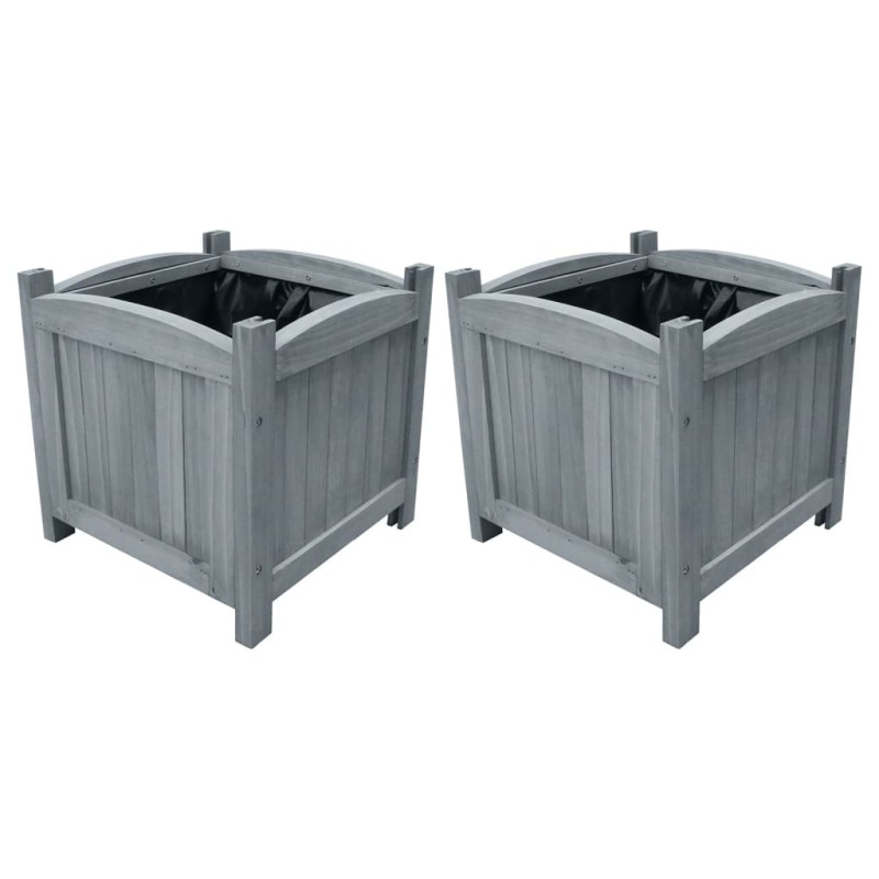 vidaXL Arriates de jardín 2 uds madera maciza abeto 30x30x30 cm vidaXL Arriates de jardín 2 uds madera maciza abeto 30x30x30 cm