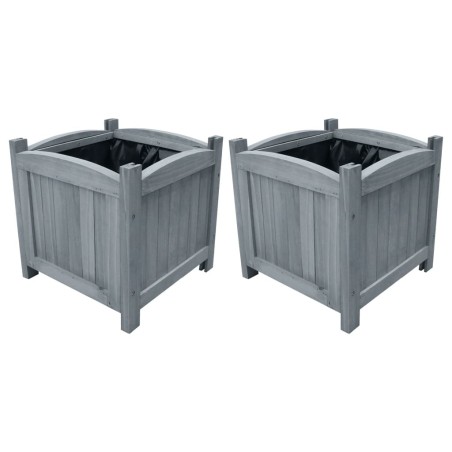 vidaXL Arriates de jardín 2 uds madera maciza abeto 30x30x30 cm