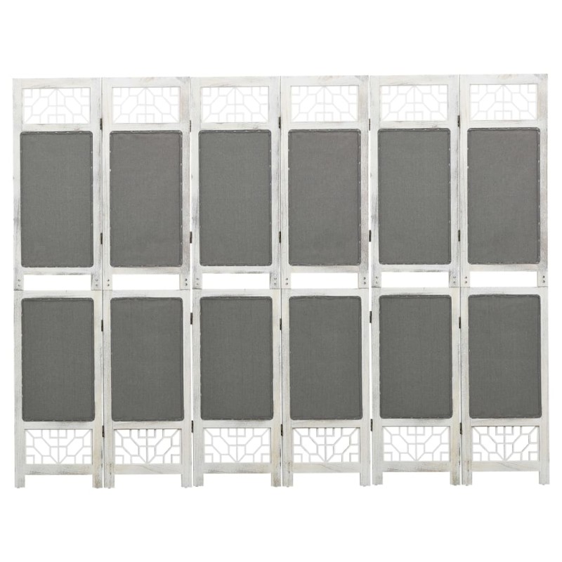 vidaXL Biombo divisor de 6 paneles de tela gris 210x165 cm vidaXL Biombo divisor de 6 paneles de tela gris 210x165 cm