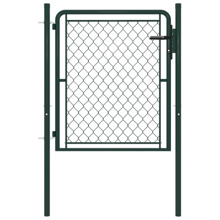 vidaXL Puerta de jardín de acero verde 100x100 cm 
