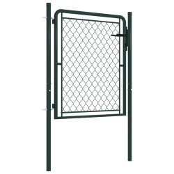 vidaXL Puerta de jardín de acero verde 100x100 cm 