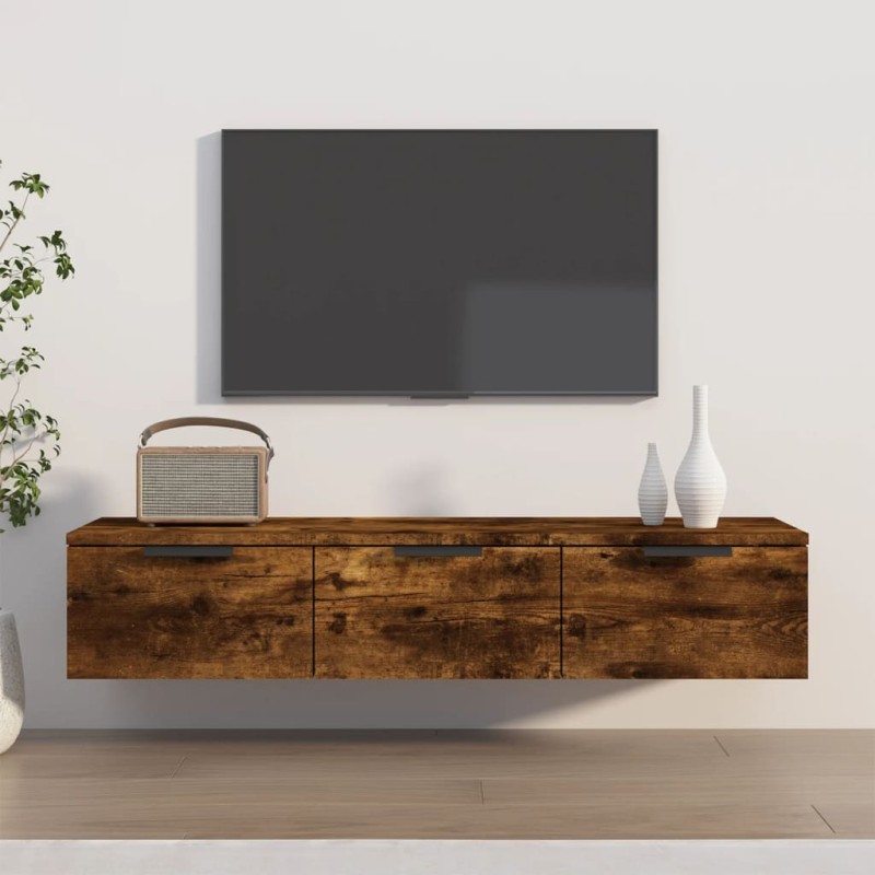 vidaXL Armario de pared madera contrachapada roble ahumado 102x30x20cm vidaXL Armario de pared madera contrachapada roble ahumado 102x30x20cm