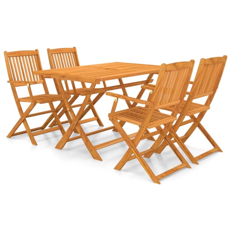vidaXL Set comedor de jardín plegable 5 piezas madera maciza de acacia vidaXL Set comedor de jardín plegable 5 piezas madera maciza de acacia