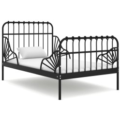 vidaXL Estructura de cama extensible metal negra 80x130/200 cm