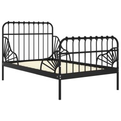 vidaXL Estructura de cama extensible metal negra 80x130/200 cm