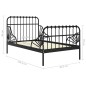 vidaXL Estructura de cama extensible metal negra 80x130/200 cm