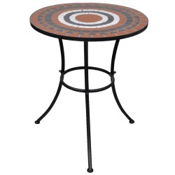 vidaXL Mesa de bistro terraza mosaico terracota y blanco 60 cm 