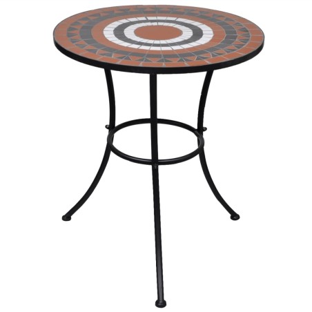 vidaXL Mesa de bistro terraza mosaico terracota y blanco 60 cm 