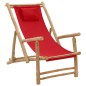 vidaXL Silla de playa de bambú y lona rojo vidaXL Silla de playa de bambú y lona rojo