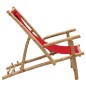 vidaXL Silla de playa de bambú y lona rojo vidaXL Silla de playa de bambú y lona rojo