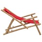 vidaXL Silla de playa de bambú y lona rojo vidaXL Silla de playa de bambú y lona rojo