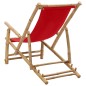 vidaXL Silla de playa de bambú y lona rojo vidaXL Silla de playa de bambú y lona rojo