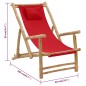 vidaXL Silla de playa de bambú y lona rojo vidaXL Silla de playa de bambú y lona rojo