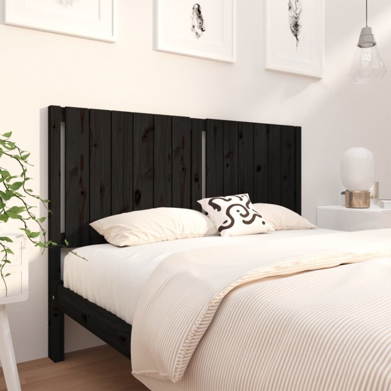 vidaXL Cabecero de cama madera maciza de pino negro 145,5x4x100 cm vidaXL Cabecero de cama madera maciza de pino negro 145,5x4x100 cm