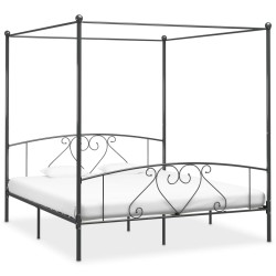 vidaXL Estructura de cama con dosel metal gris 200x200 cm 