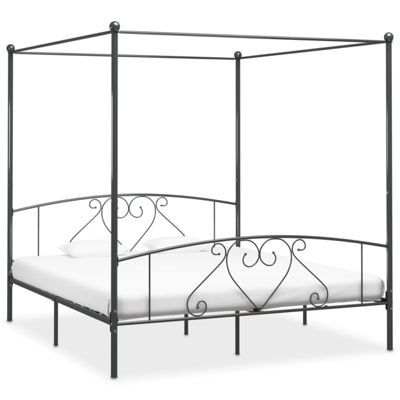 vidaXL Estructura de cama con dosel metal gris 200x200 cm 
