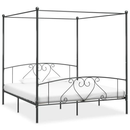 vidaXL Estructura de cama con dosel metal gris 200x200 cm 