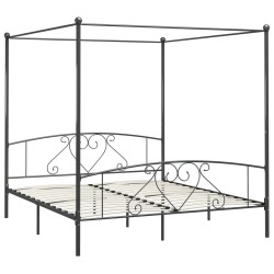 vidaXL Estructura de cama con dosel metal gris 200x200 cm 
