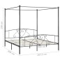 vidaXL Estructura de cama con dosel metal gris 200x200 cm 