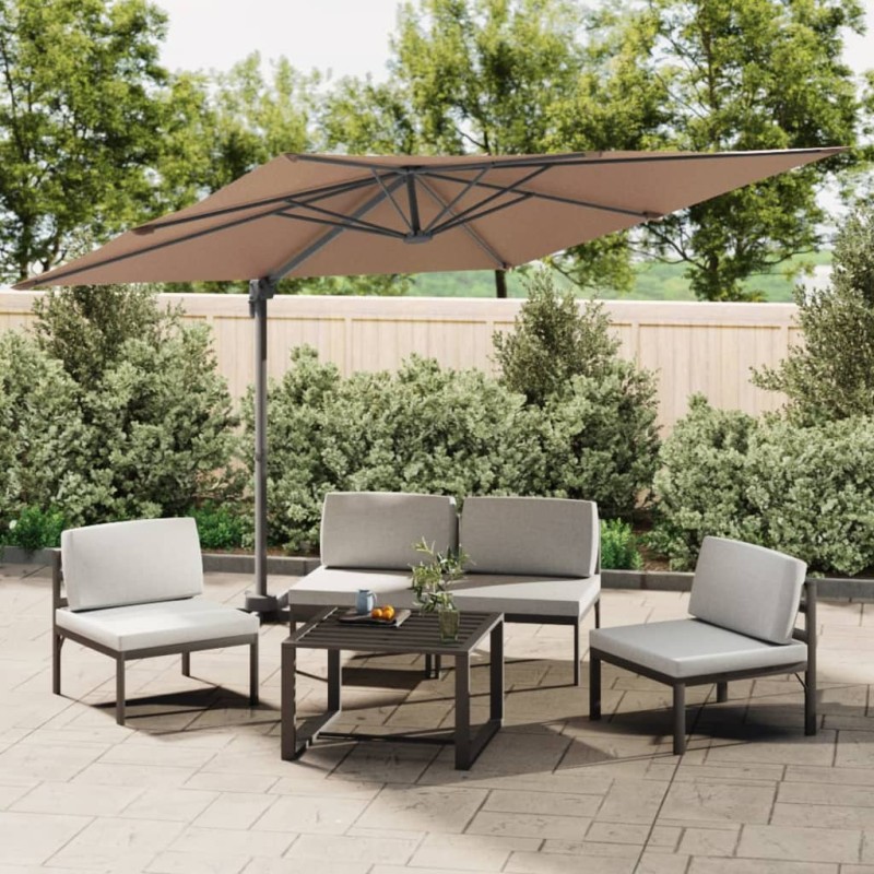 vidaXL Sombrilla colgante con poste de aluminio gris taupe 400x300 cm vidaXL Sombrilla colgante con poste de aluminio gris taupe 400x300 cm