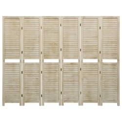 vidaXL Biombo de 6 paneles de madera maciza de paulownia 210x165 cm