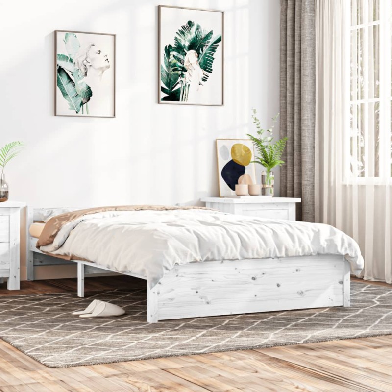 vidaXL Estructura de cama madera maciza blanca 140x200 cm vidaXL Estructura de cama madera maciza blanca 140x200 cm