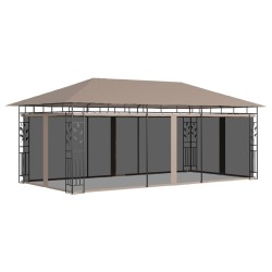 vidaXL Cenador con mosquitera gris taupe 6x3x2,73 m 180 g/m²