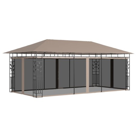 vidaXL Cenador con mosquitera gris taupe 6x3x2,73 m 180 g/m²