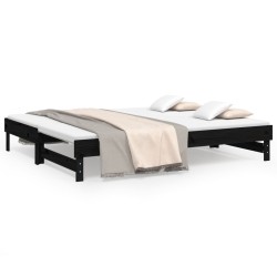 vidaXL Sofá cama extraíble madera maciza de pino negro 2x(90x200) cm