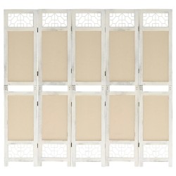 vidaXL Biombo divisor de 5 paneles de tela color crema 175x165 cm