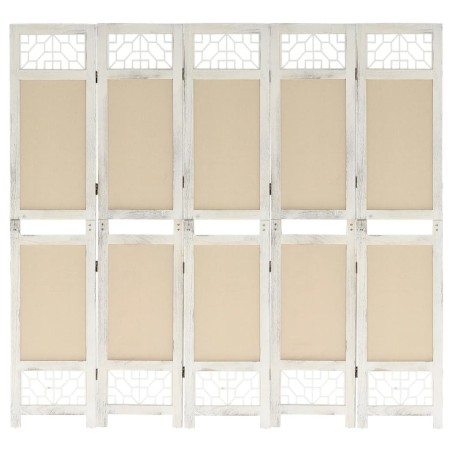 vidaXL Biombo divisor de 5 paneles de tela color crema 175x165 cm