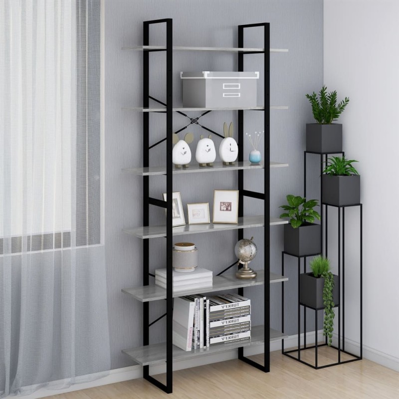 vidaXL Estantería madera contrachapada gris Sonoma 100x30x210 cm vidaXL Estantería madera contrachapada gris Sonoma 100x30x210 cm