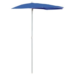 vidaXL Sombrilla de jardín semicircular con palo 300x150 cm azul azure