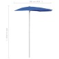 vidaXL Sombrilla de jardín semicircular con palo 300x150 cm azul azure vidaXL Sombrilla de jardín semicircular con palo 300x150 cm azul azure