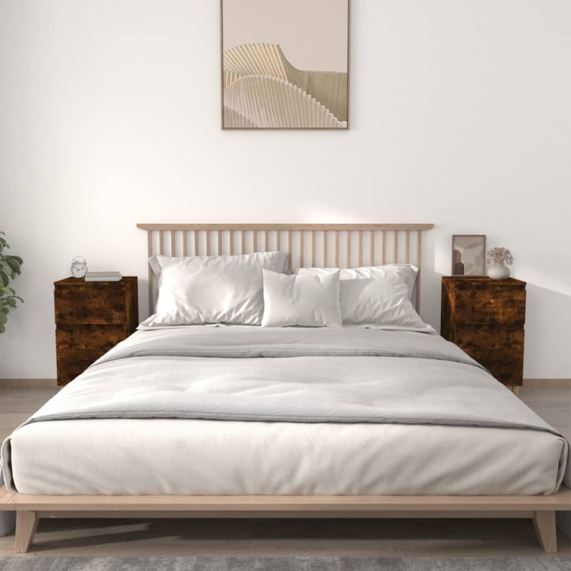 vidaXL Mesitas de noche 2 uds color roble ahumado 40x35x70 cm vidaXL Mesitas de noche 2 uds color roble ahumado 40x35x70 cm